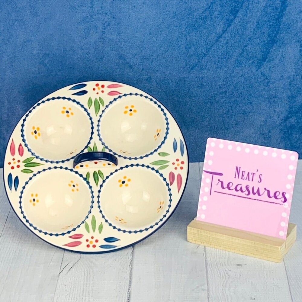 Temptations Ovenware Tara OLD WORLD CONFETTI  4 Section Condiment Dip Tray Dish